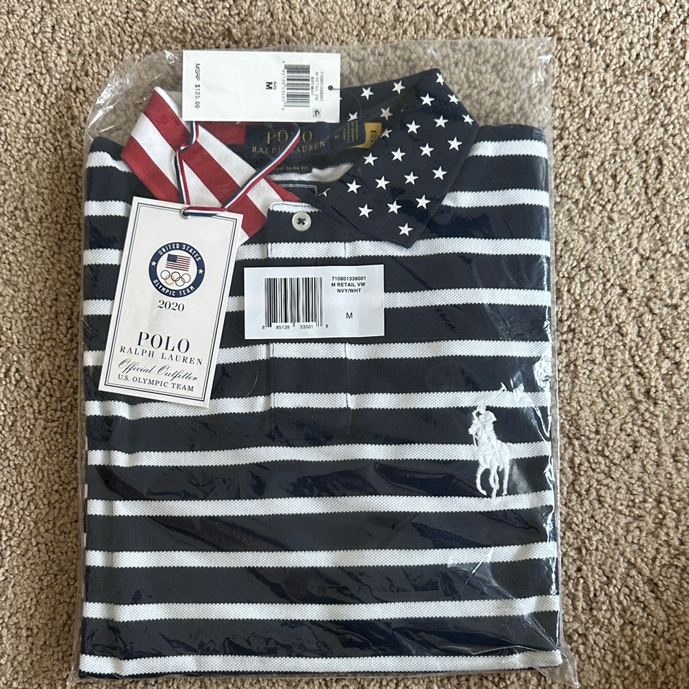 Polo by Ralph Lauren Men's Navy and White Striped Polo